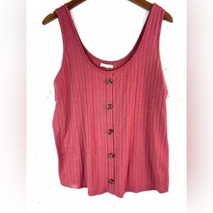 Maurices XL Y2K Ribbed Button Detail Crop Tank Top in Mauve Pink Tank Top